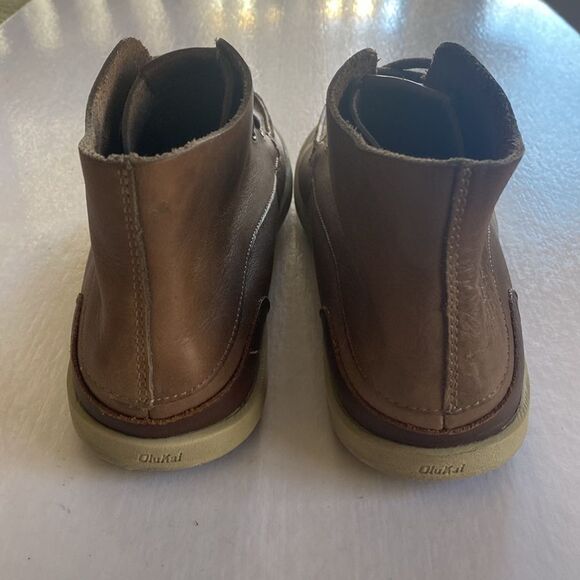 OLUKAI Nalukai Men’s Caramel Brown Leather Mid Top Boots Size 8.5 US main image 10